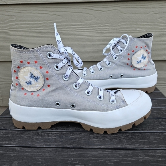 Converse Shoes - Converse All Star Lift Platform Run Star Shoes Gray Blue Hearts Women's Size 8